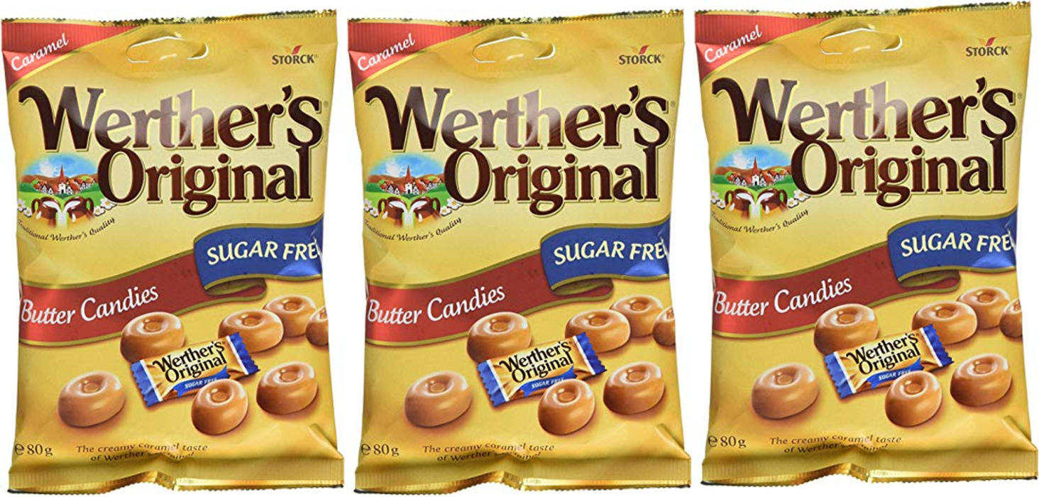 Werther's Original Butter Candies Sugar Free Sweets 80g X 3 Packs